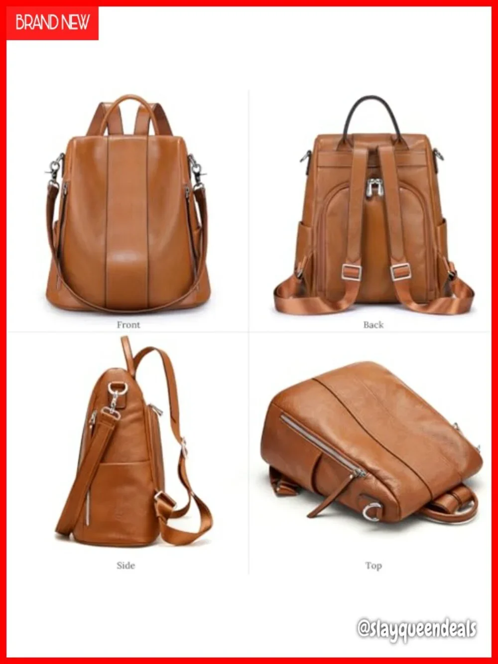 Genuine Leather Women's Backpack Purse Anti-Theft Rucksack Convertible Shoulder